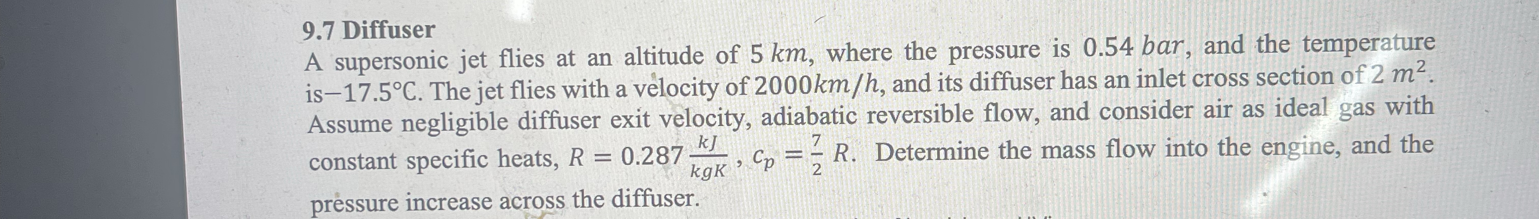 9 . 7 Diffuser A supersonic jet flies at an