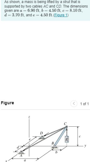 As shown, a mass is being lifted by a strut that