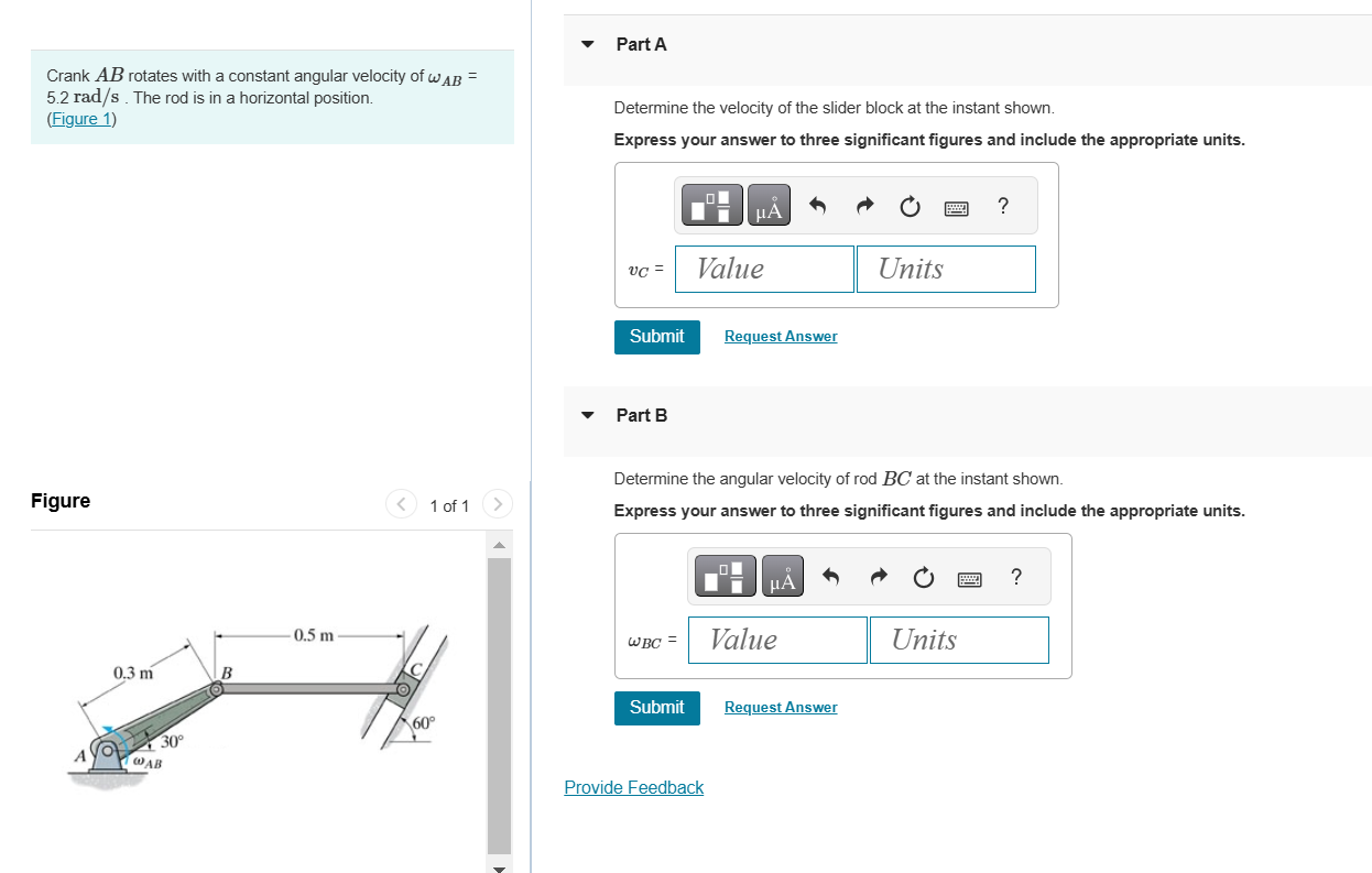 Crank \ ( A B \ ) rotates with a constant angular