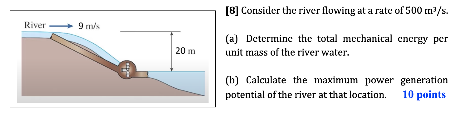 [ 8 ] Consider the river flowing at a rate of 5 0