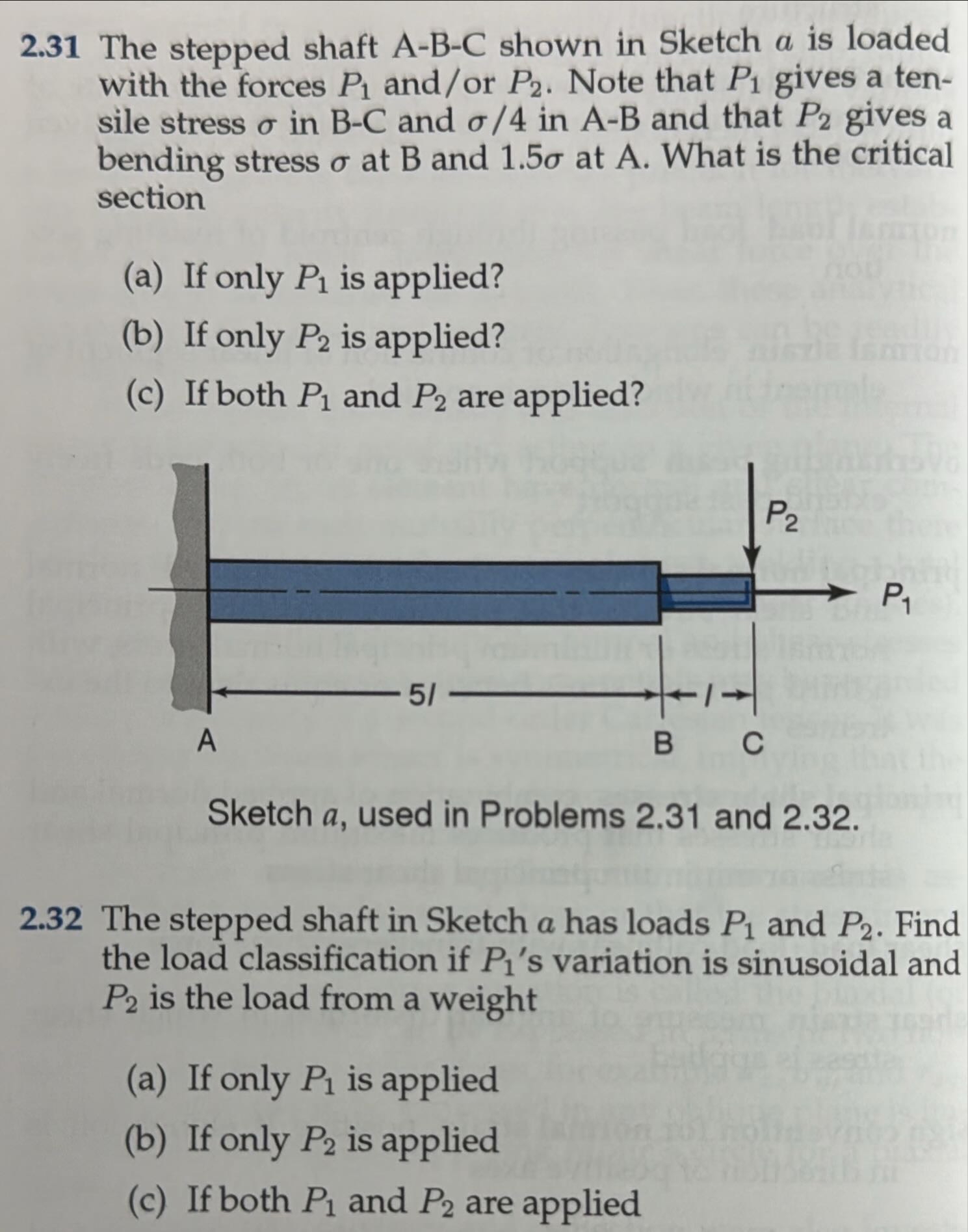 2 . 3 1 The stepped shaft A - B - C shown in