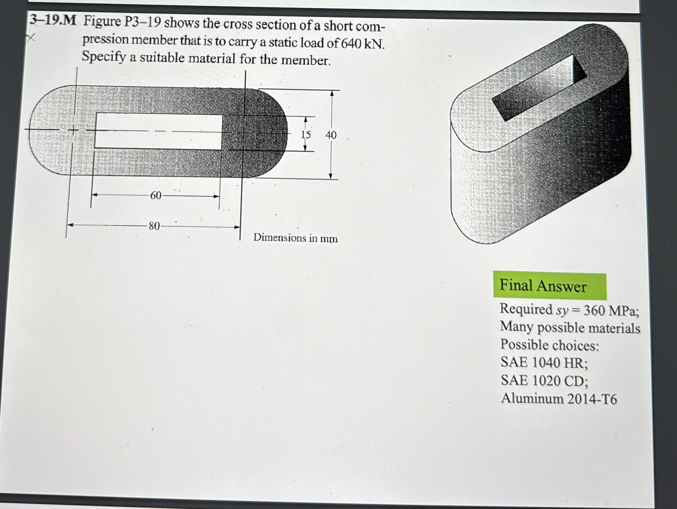3 - 1 9 . M Figure P 3 - 1 9 shows the cross