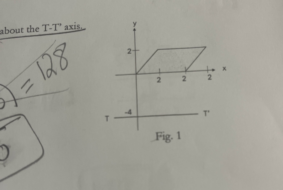 Find the moment of the geometry about about the T