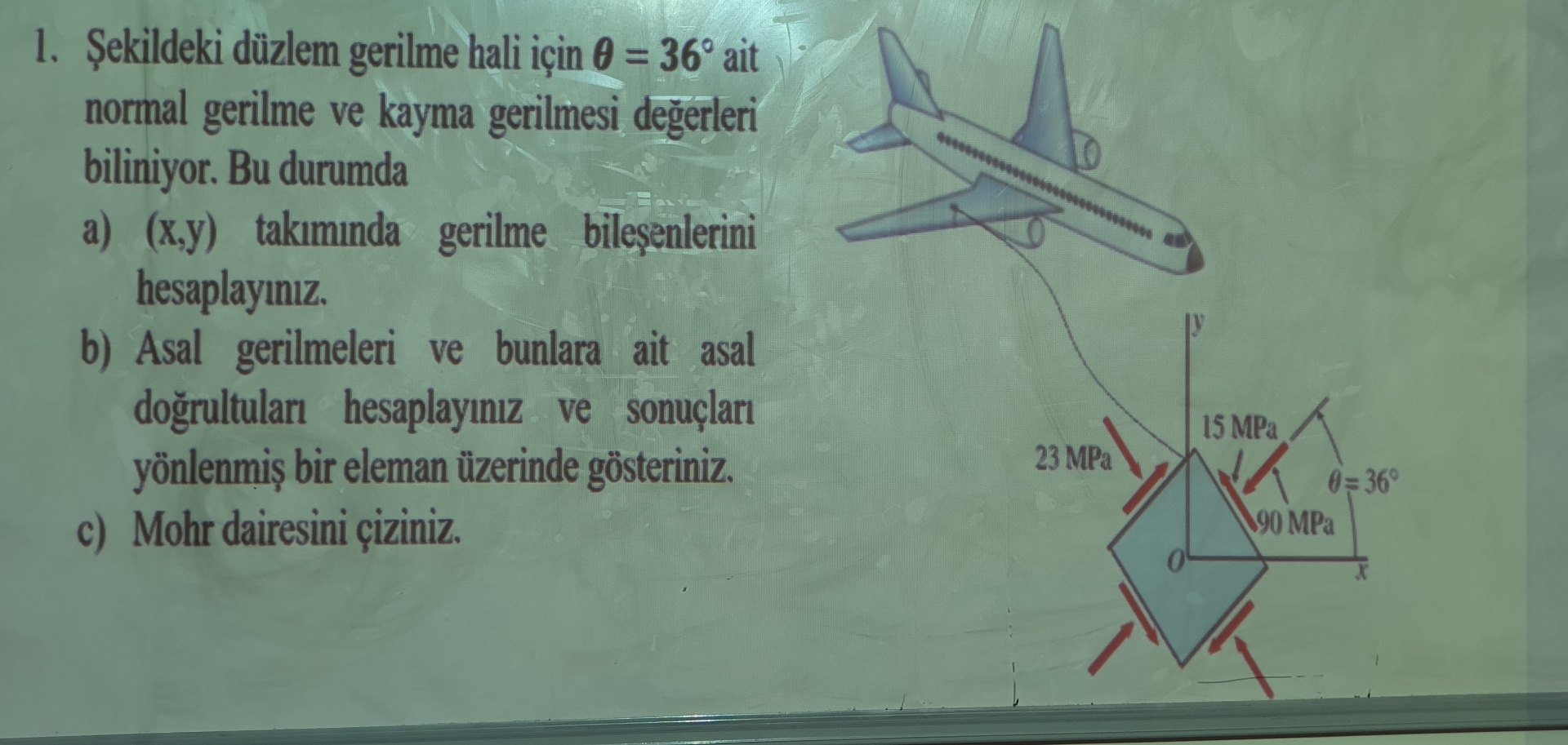 ekildeki d zlem gerilme hali icsin = 3 6 ait