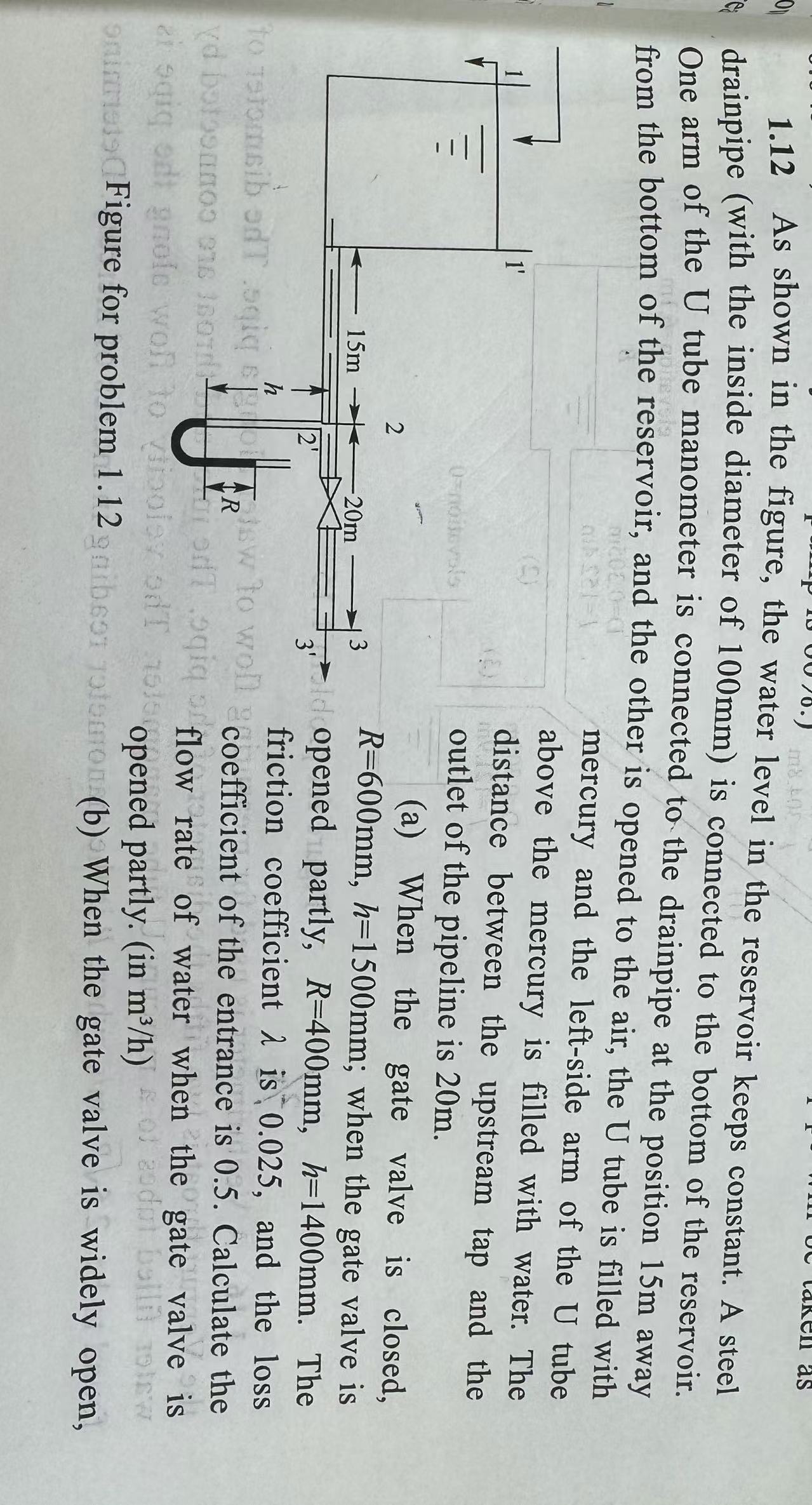 1 . 1 2 As shown in the figure, the water level