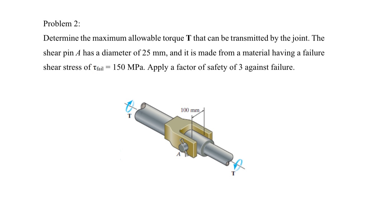 Problem 2 : Determine the maximum allowable