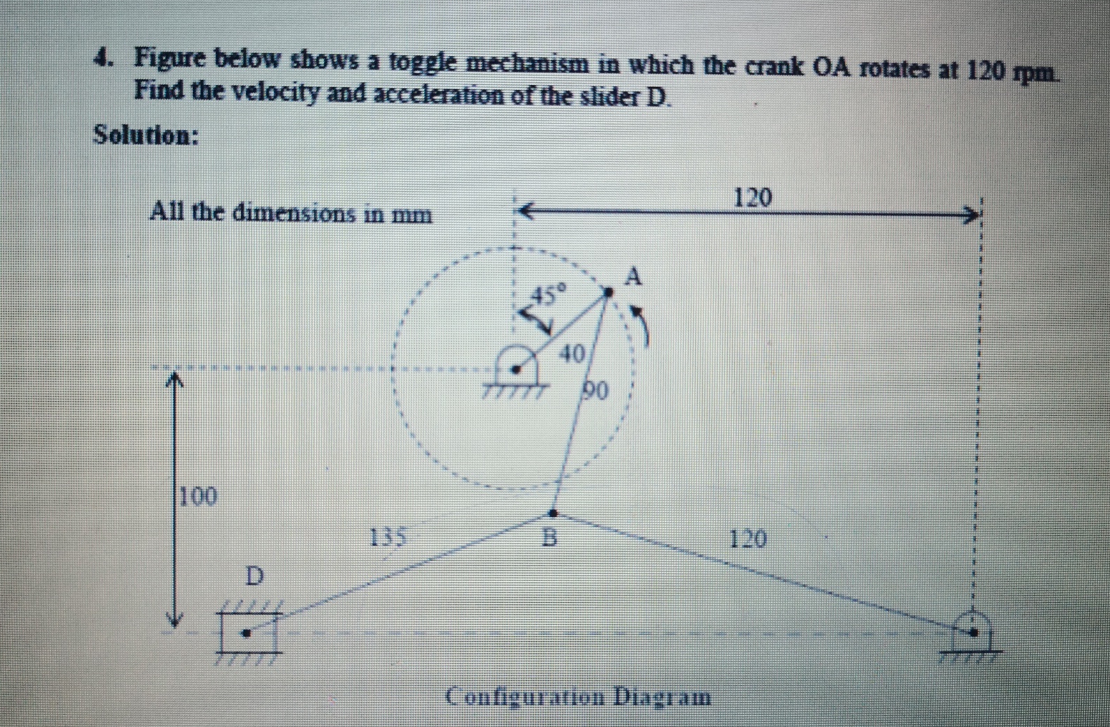 Figure below shows a toggle mechanism in which