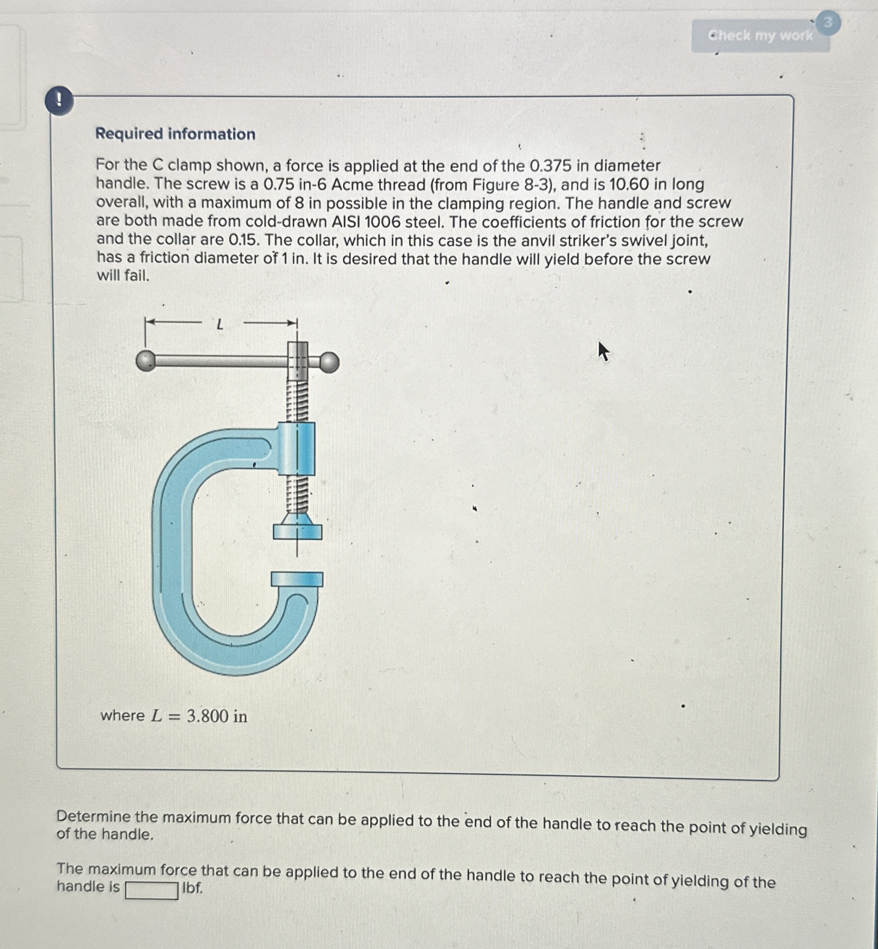 Check my work ! Required information For the C