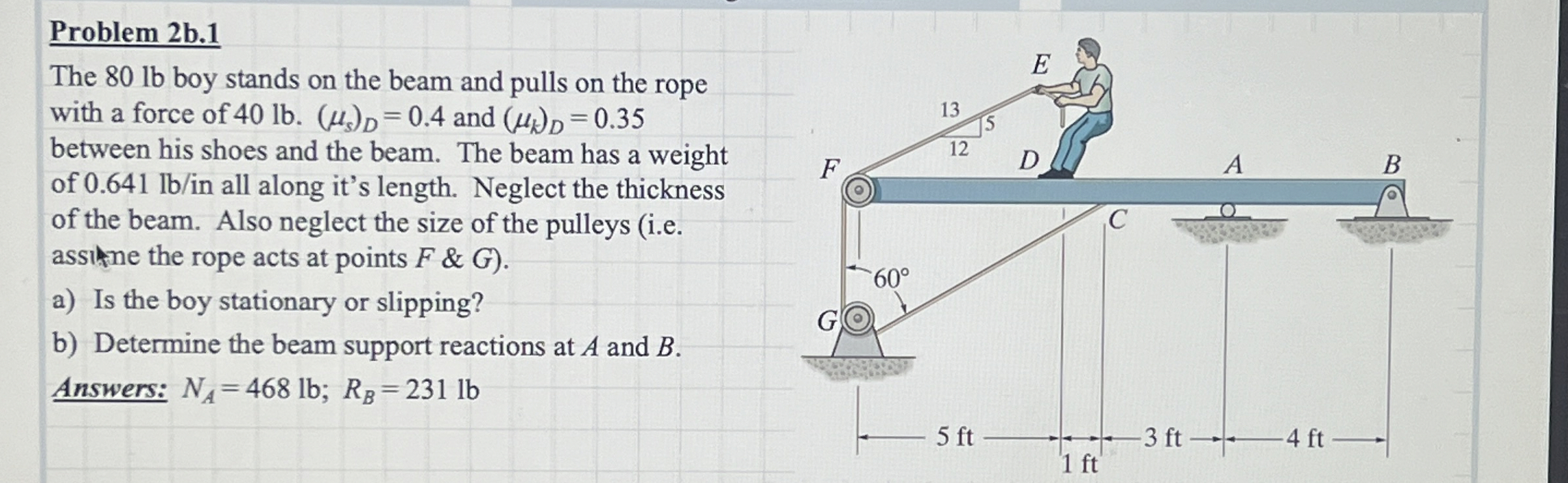 Problem 2 b . 1 The 8 0 lb boy stands on the beam