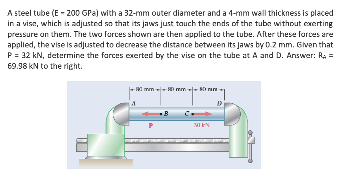 A steel tube ( E = 2 0 0 GPa ) with a 3 2 - mm