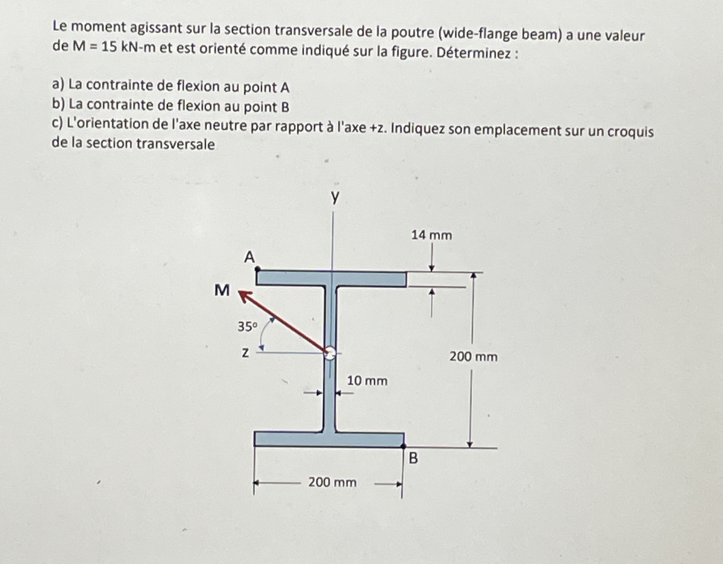 Le moment agissant sur la section transversale de