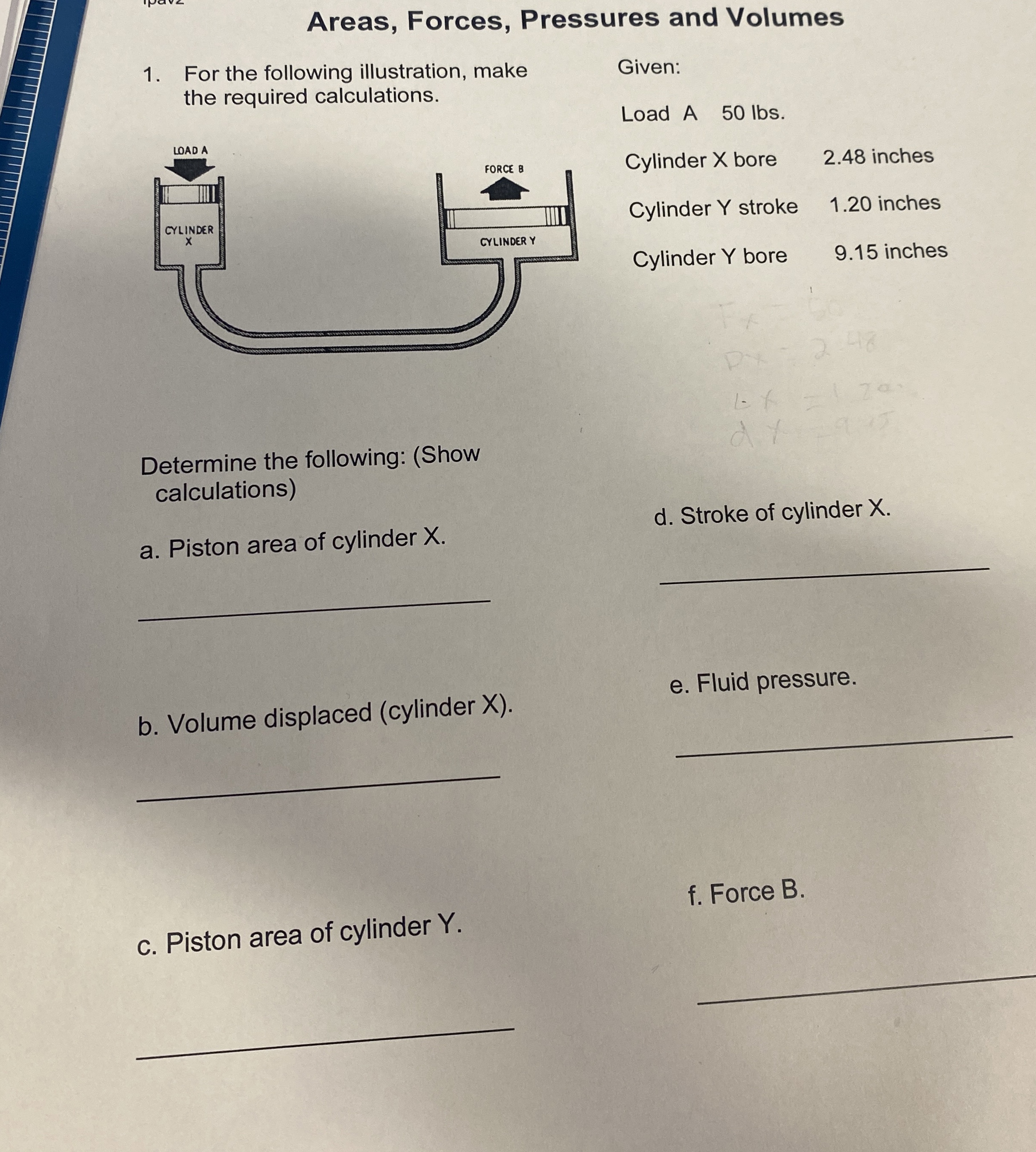 What does this mean Areas, Forces, Pressures and