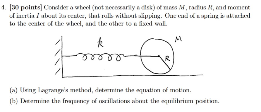 4 . [ 3 0 points ] Consider a wheel ( not