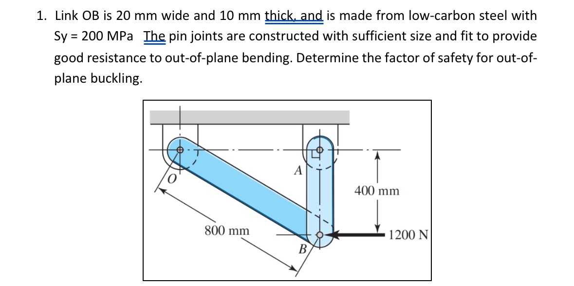 Link O B is 2 0 mm wide and 1 0 mm thick, and is