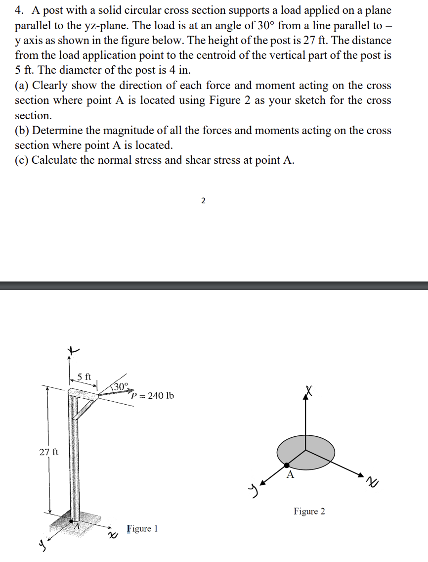 4 . A post with a solid circular cross section