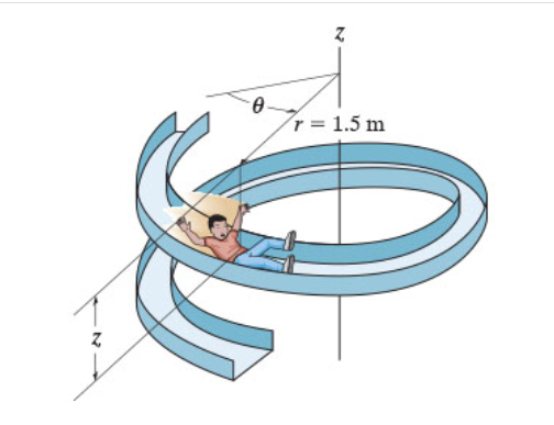 The 3 1 - kg boy is sliding down the smooth