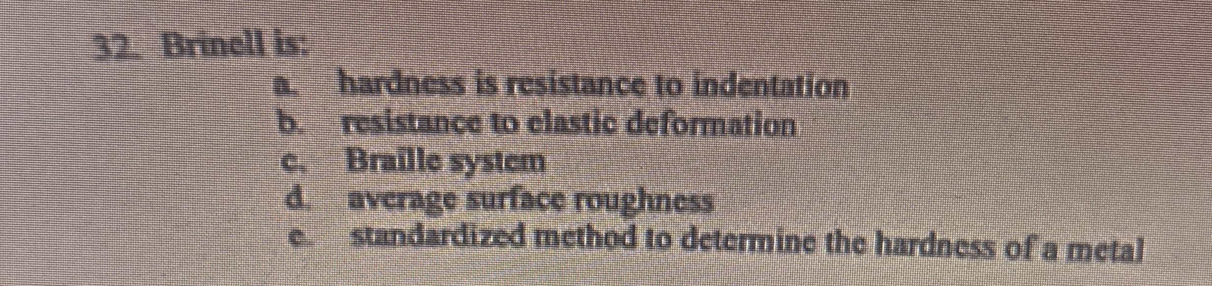 Brinellis: a . harthess is resistance to