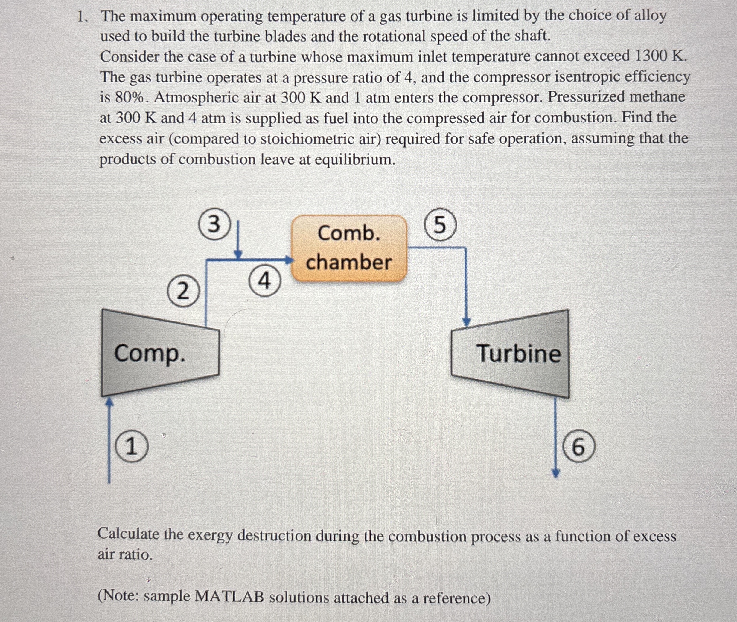 The maximum operating temperature of a gas