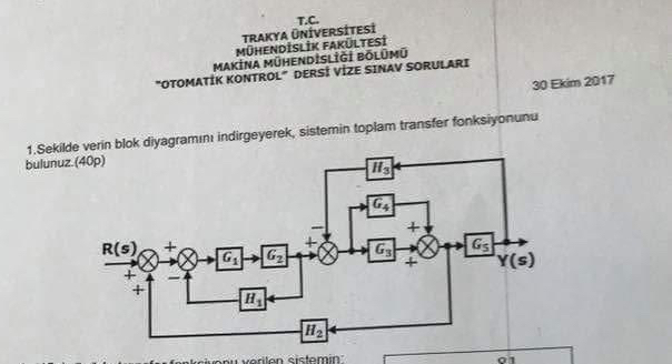 Transfer fonksiyonunun indirgenmi halini atar m s