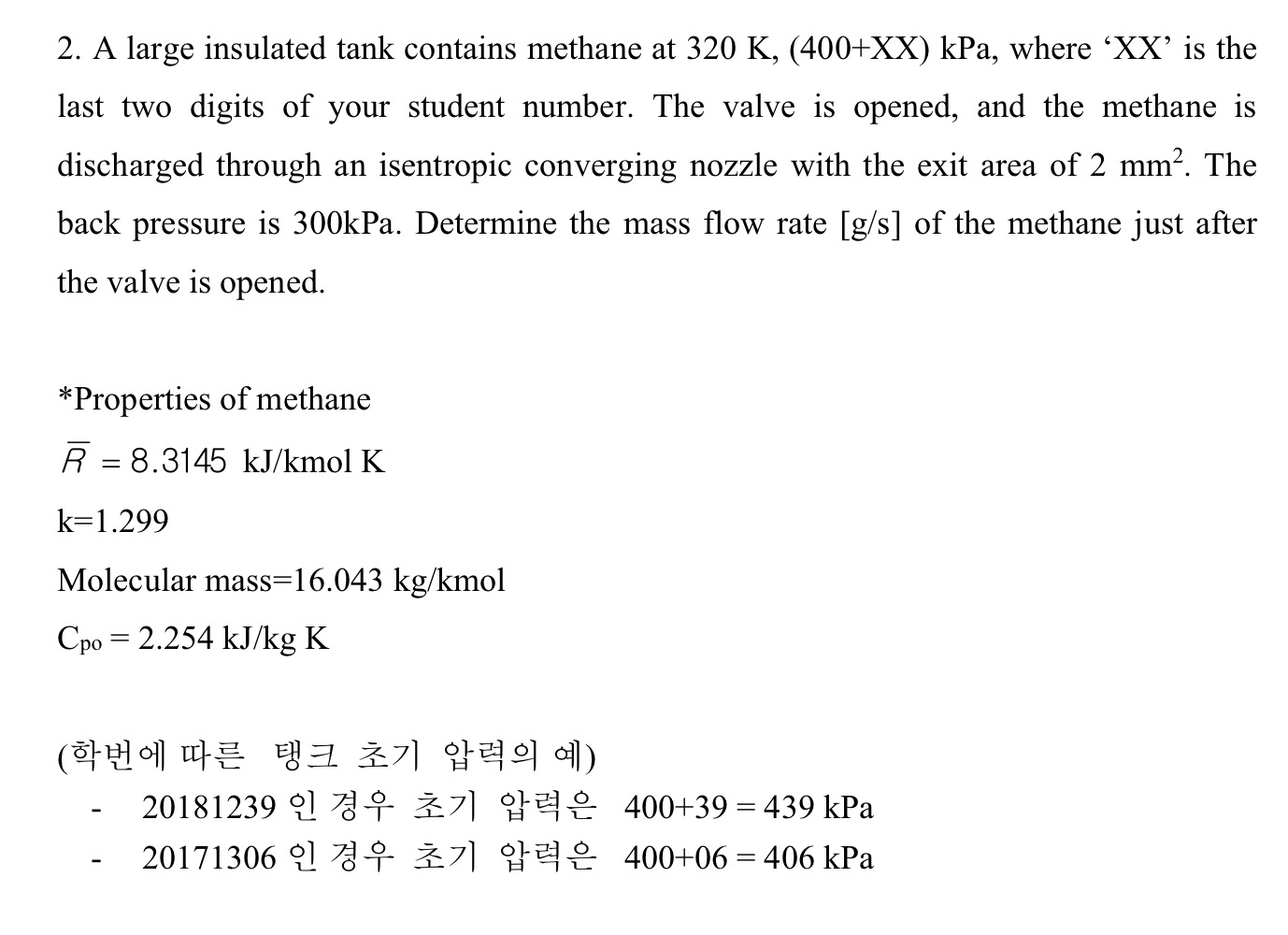 A large insulated tank contains methane at 3 2 0
