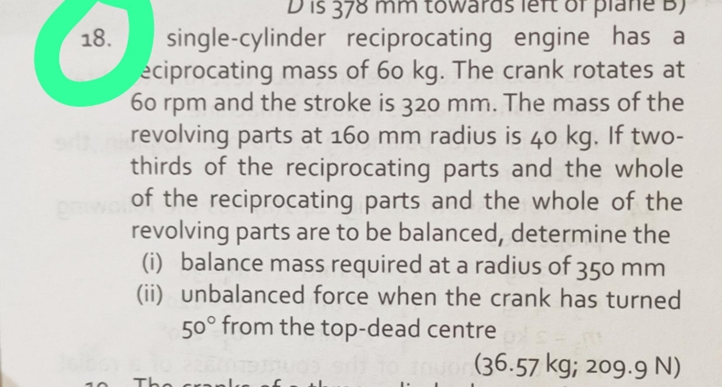1 8 . single - cylinder reciprocating engine has