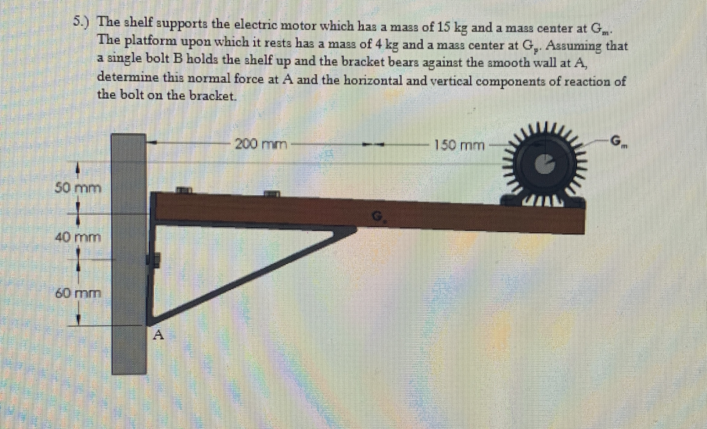 5 . ) The shelf supports the electric motor which