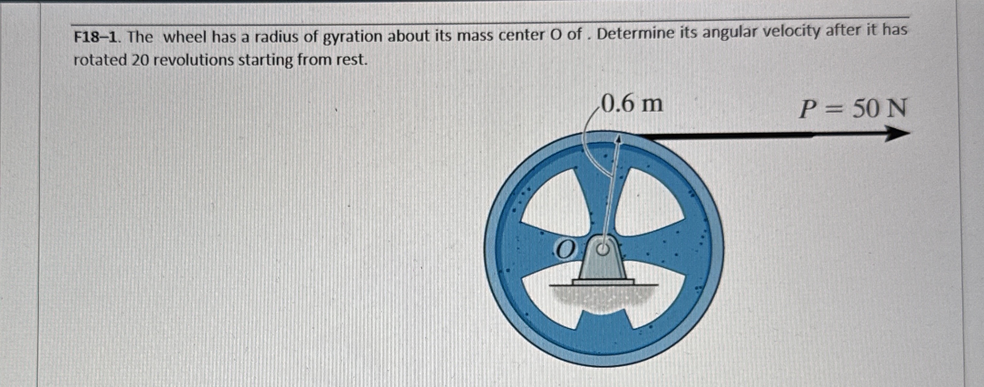 F 1 8 - 1 . The wheel has a radius of gyration