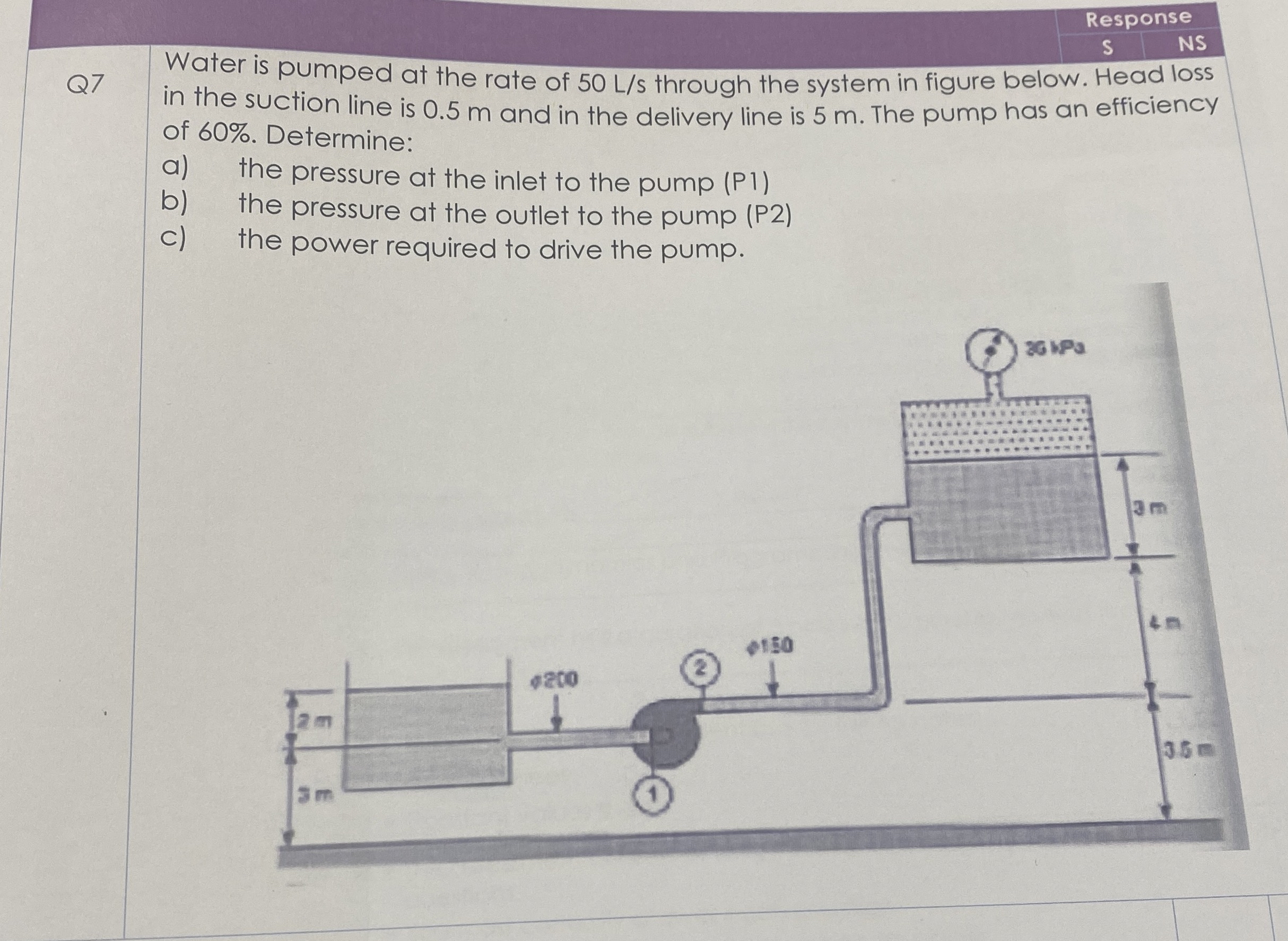 Response S NS Q 7 Water is pumped at the rate of