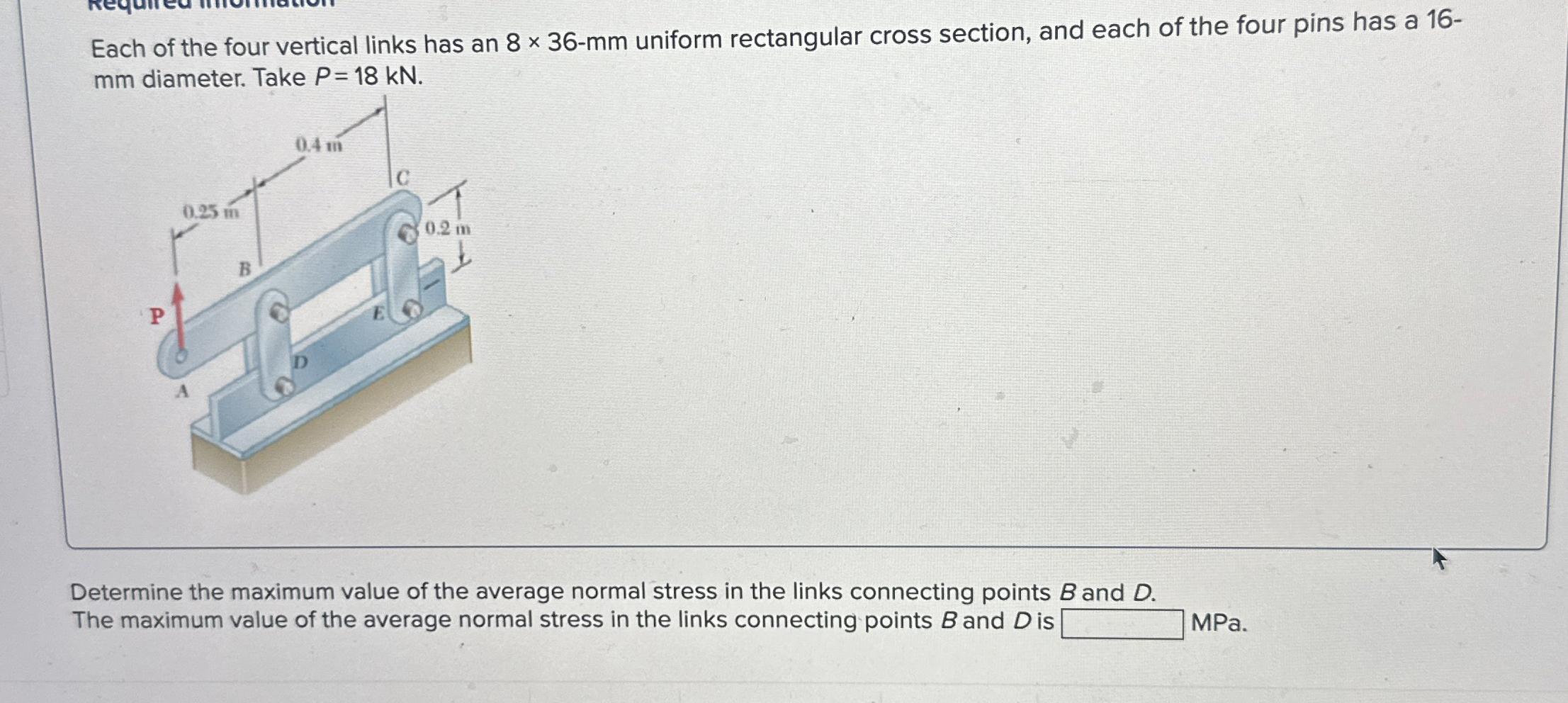 Each of the four vertical links has an 8 3 6 - m