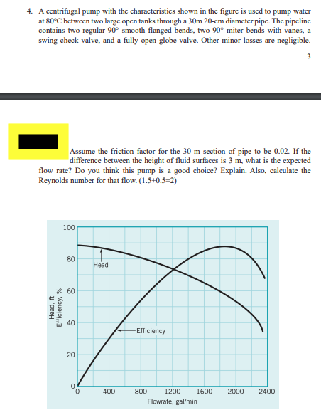 4 . A centrifugal pump with the characteristics