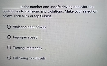 q , is the number one unsafe driving behavior