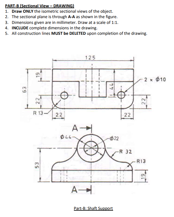PART - B ( Sectional View - DRAWING ) 1 . Draw