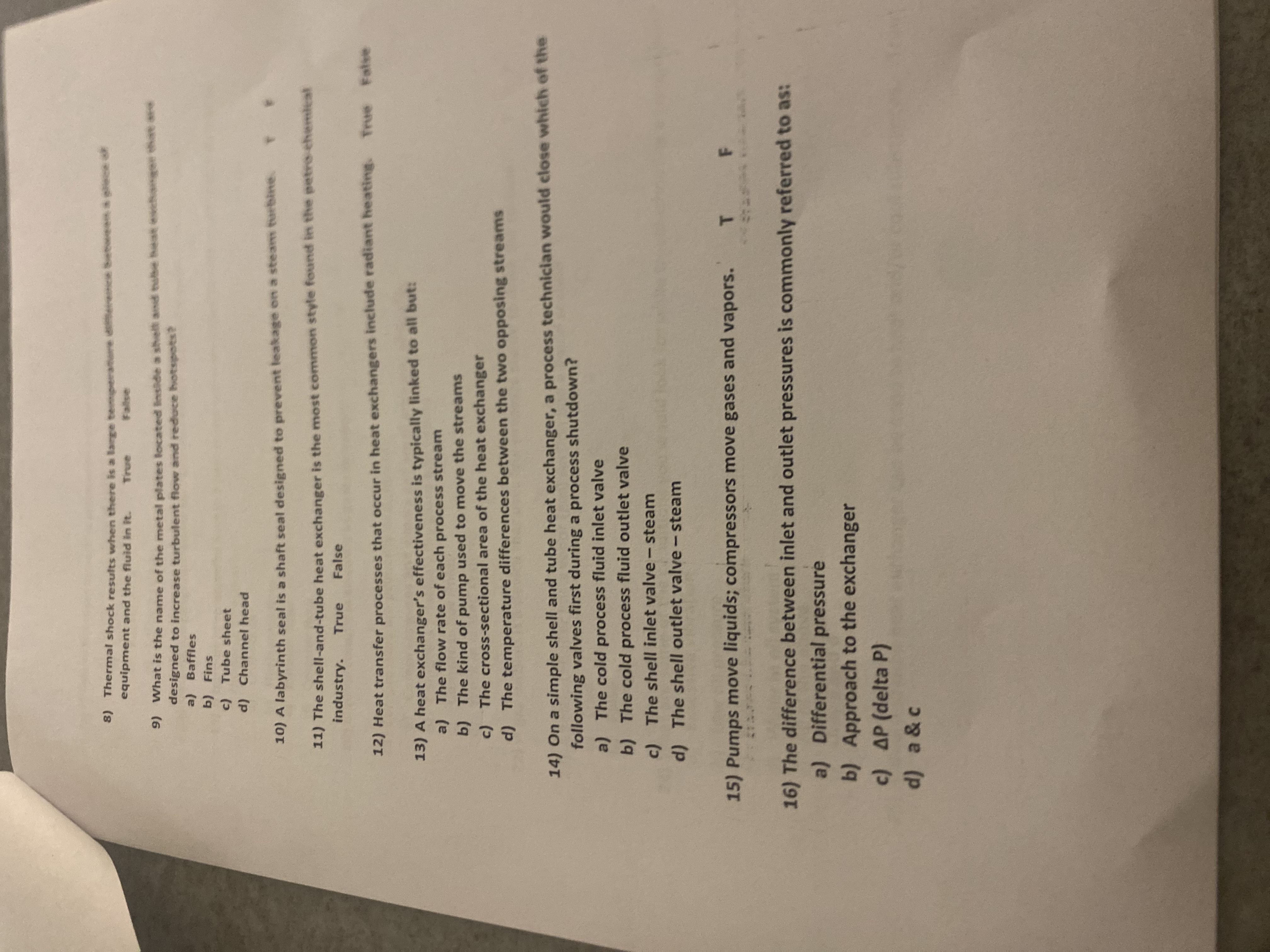 equipment and the fluid in it . True Fallise