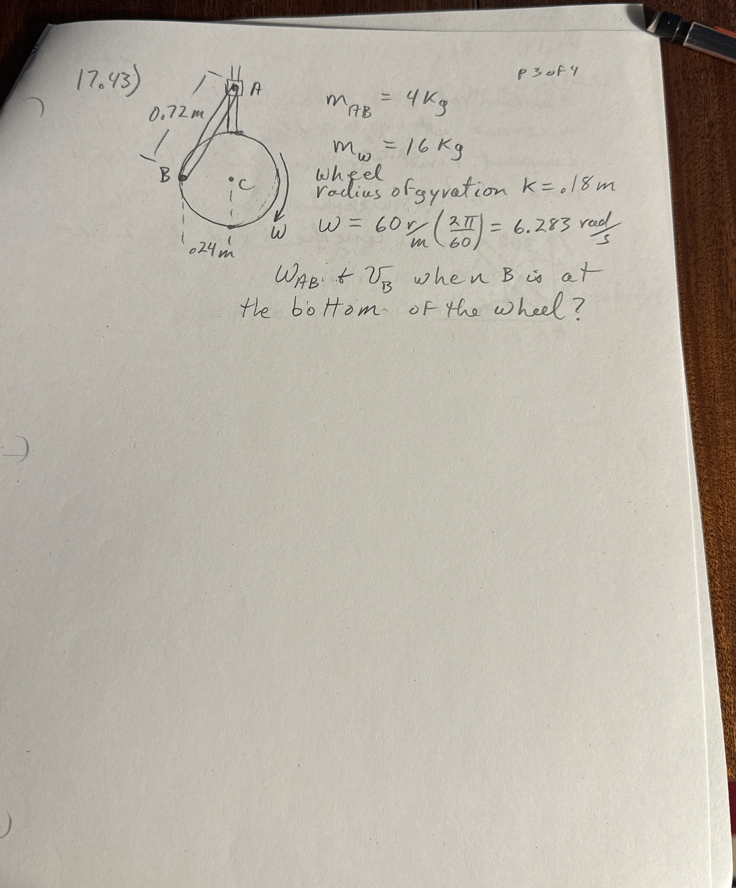 1 7 . 4 P 3 ofy m A B = 4 k g m = 1 6 k g Whicel