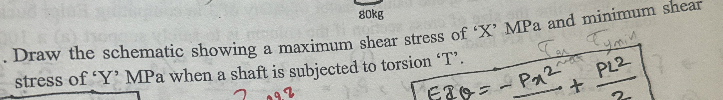 Draw the schematic showing a maximum shear stress
