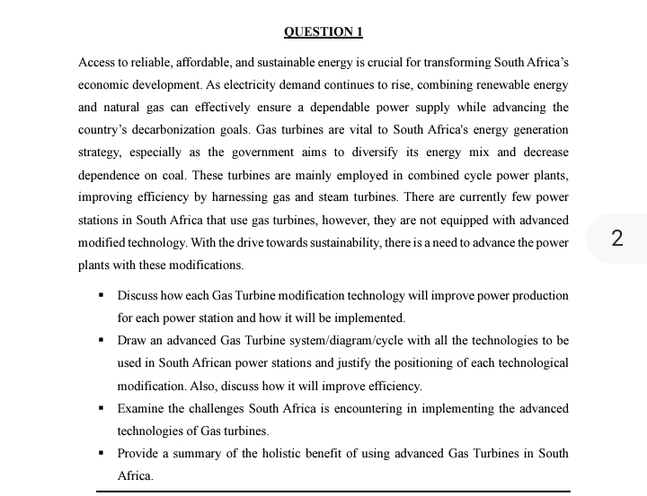 OUESTION 1 Access to reliable, affordable, and