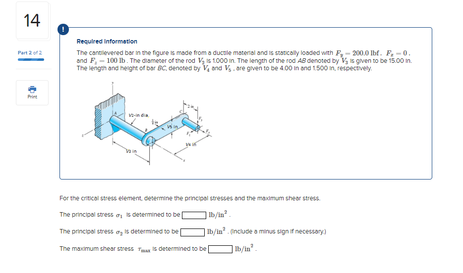 Required Information The cantllevered bar in the