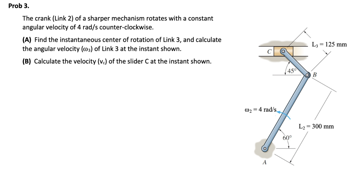 Prob 3 . The crank ( Link 2 ) of a sharper
