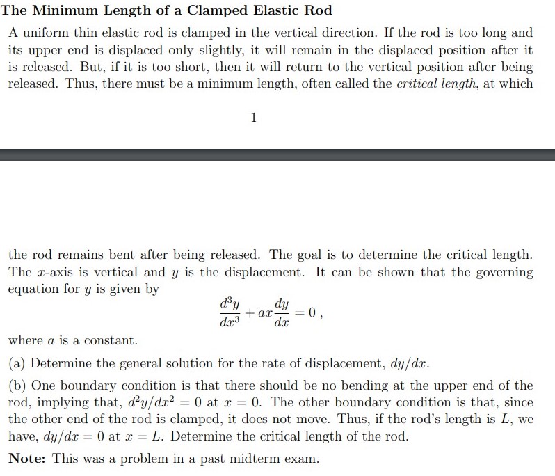 The Minimum Length of a Clamped Elastic Rod A