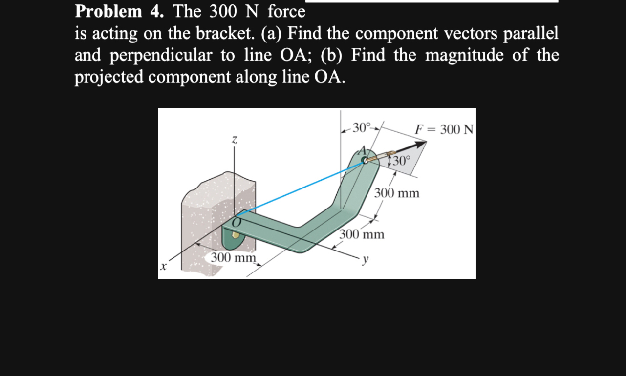 Problem 4 . The 3 0 0 N force is acting on the