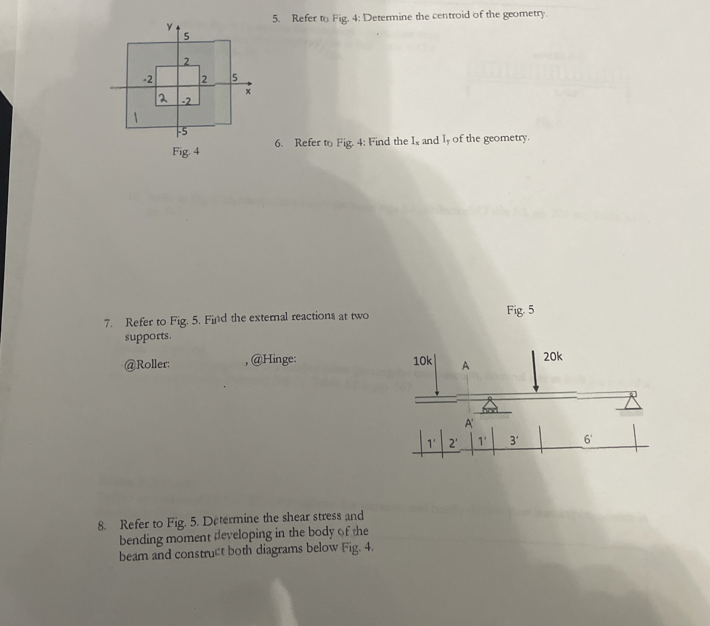 Refer to Fig. 4 : Determine the centroid of the