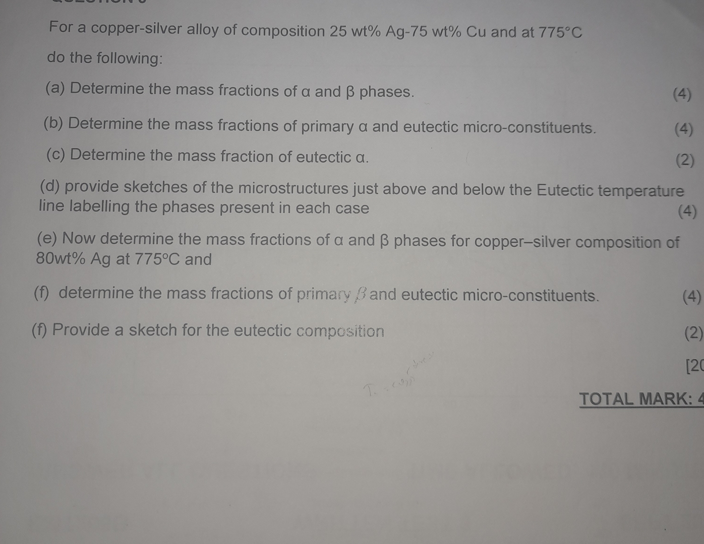 For a copper - silver alloy of composition 2 5 w