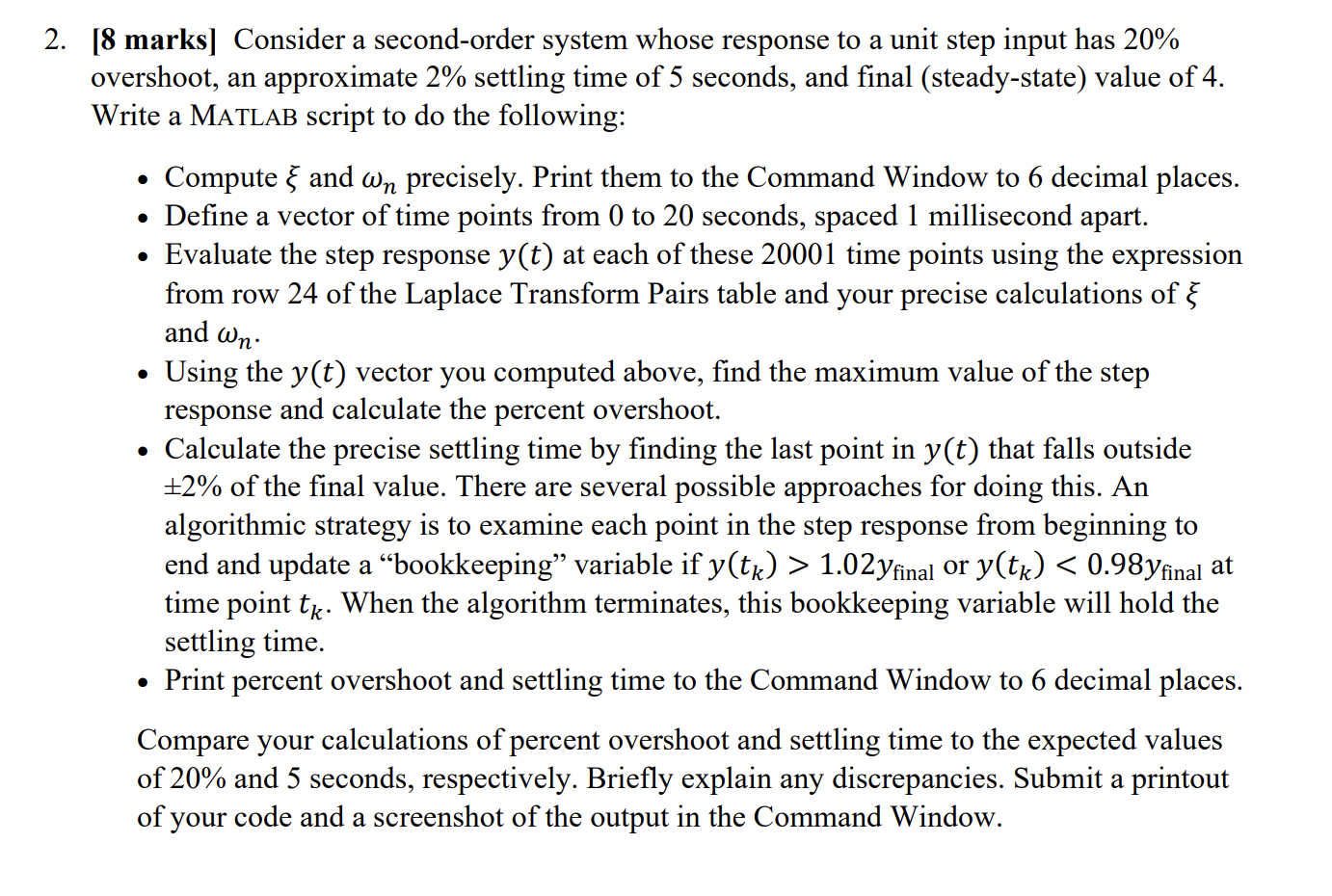 [ 8 marks ] Consider a second - order system