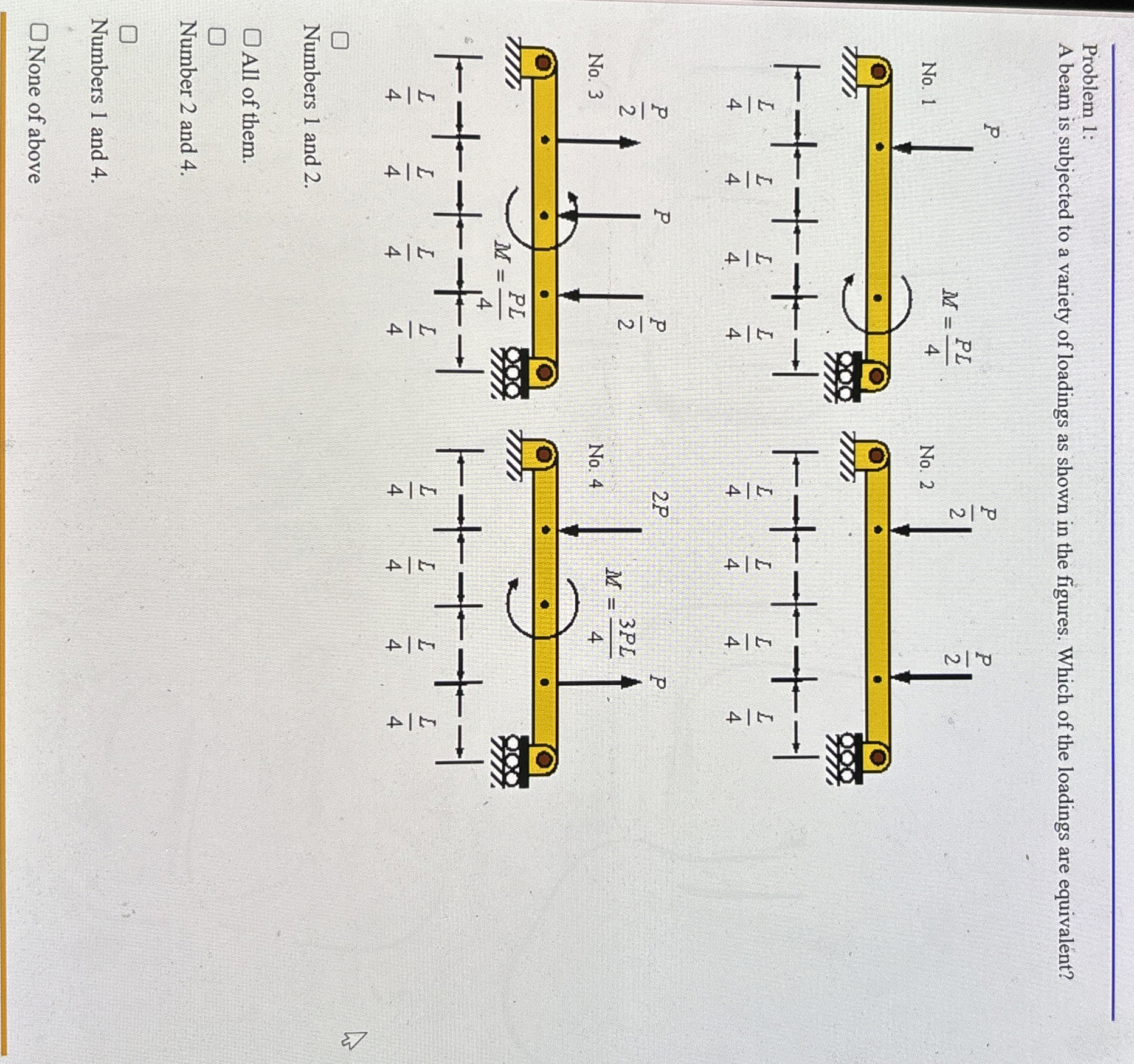 Problem 1 : A beam is subjected to a variety of
