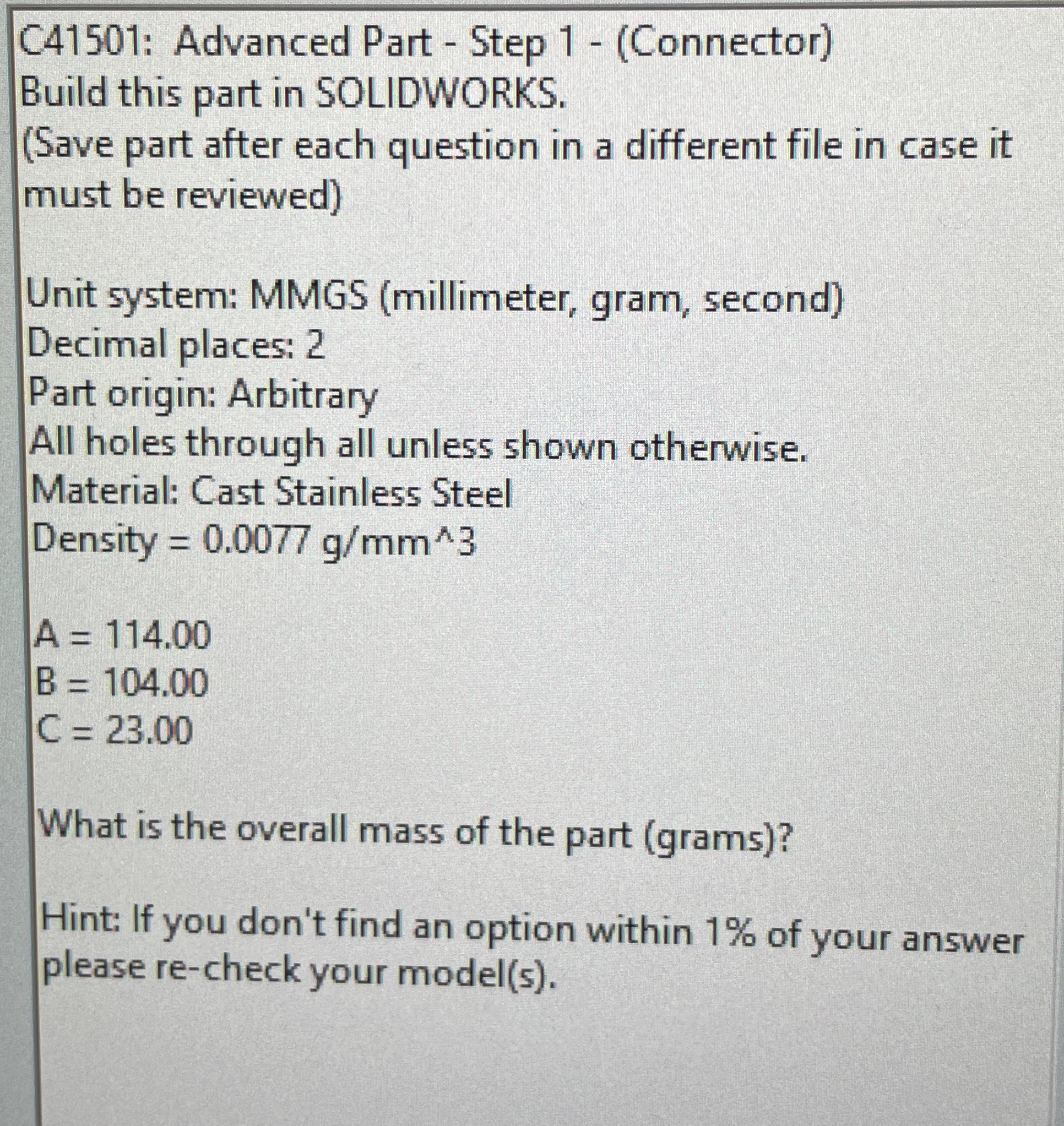 C 4 1 5 0 1 : Advanced Part - Step 1 - (