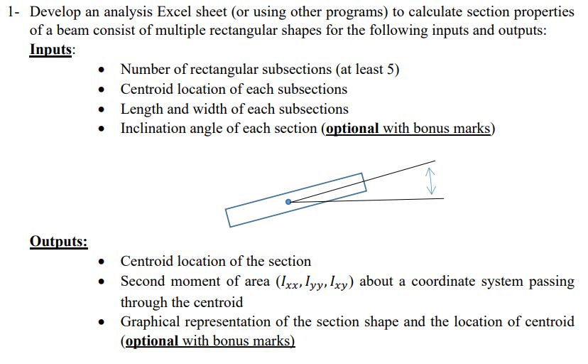 1 - Develop an analysis Excel sheet ( or using