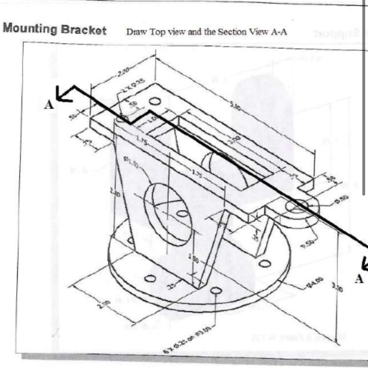 Mounting Brackot Draw Top view and the Section