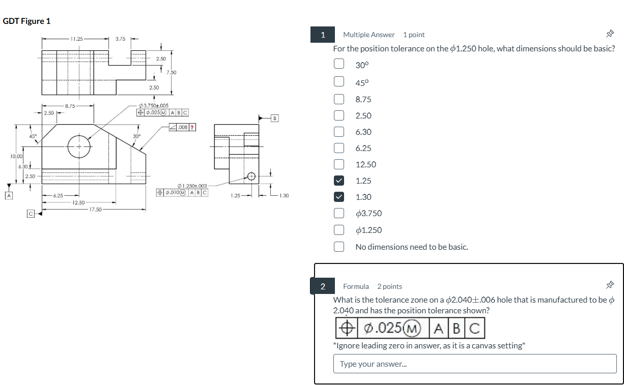 2 What is the tolerance zone on a \ phi 2 . 0 4 0