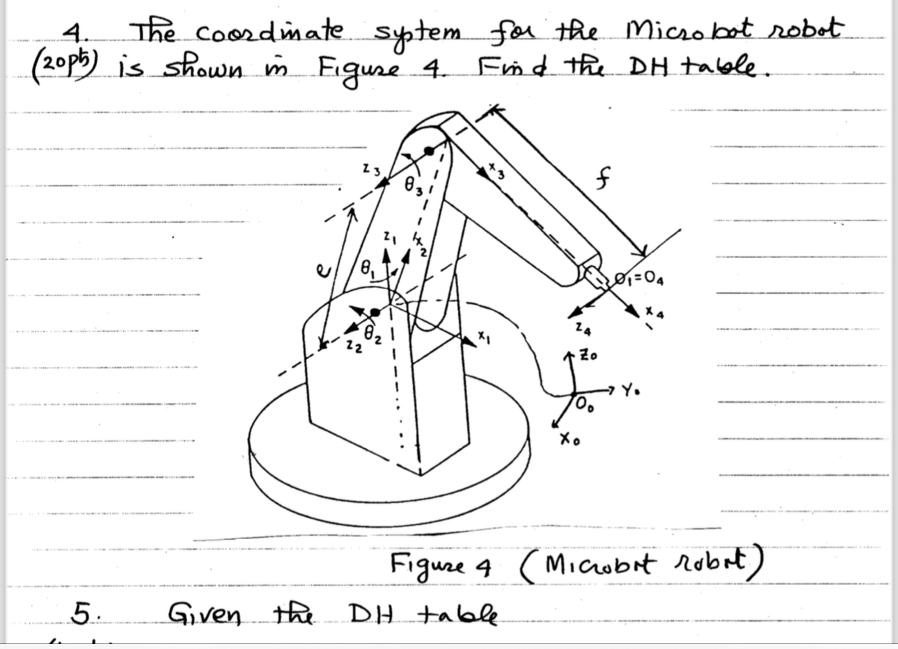 The coordinate sytem for the Microbot robot ( 2 0