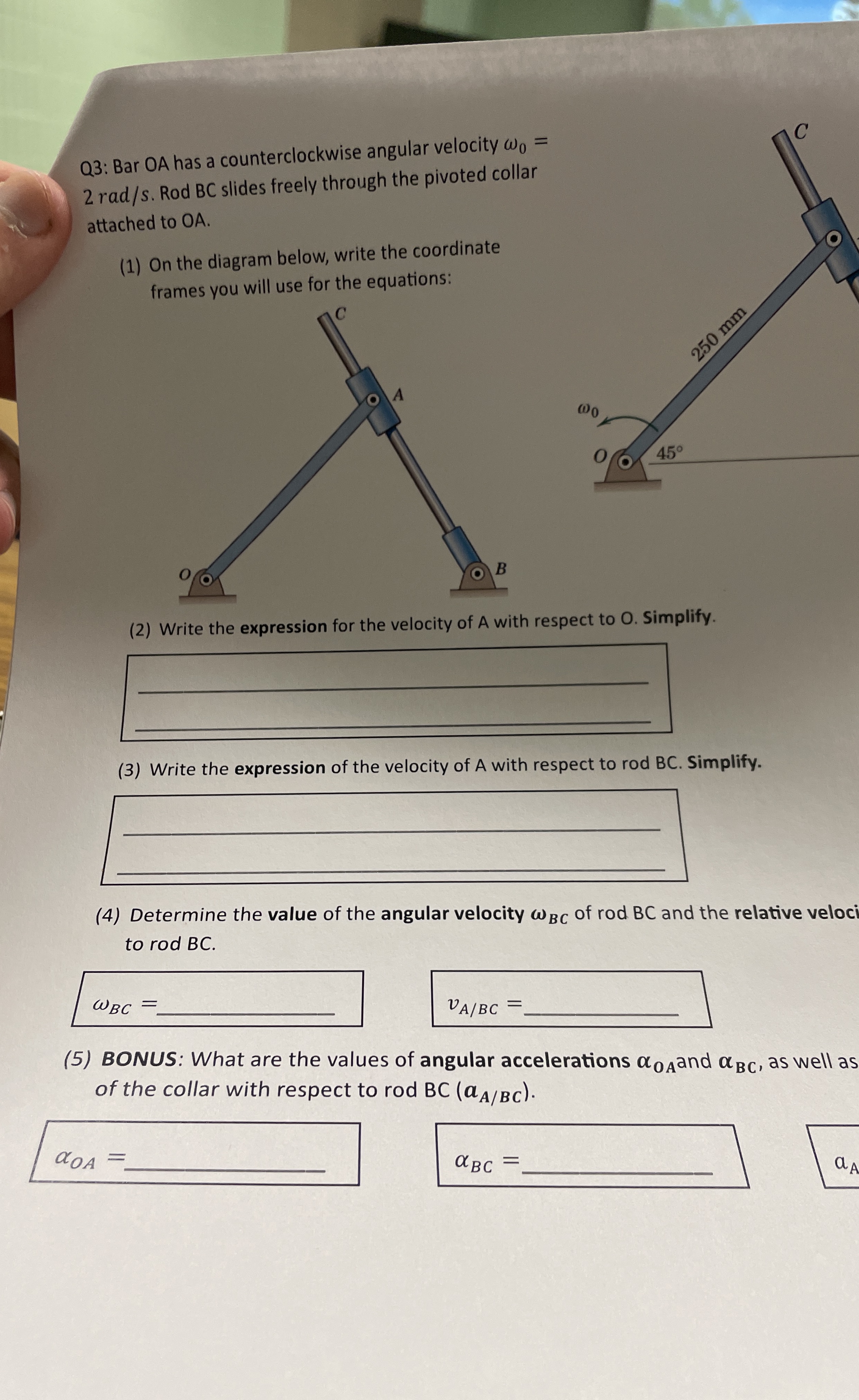Q 3 : Bar OA has a counterclockwise angular